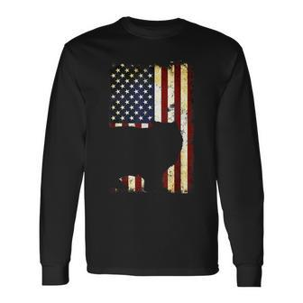 Ragamuffin Silhouette American Flag 4Th Of July Long Sleeve T-Shirt | Mazezy