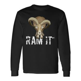 Ram It Wild Buck Pun Bighorn Sheep Drawing Long Sleeve T-Shirt | Mazezy