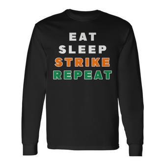Rattler Eat Sleep Strike Repeat Long Sleeve T-Shirt | Mazezy
