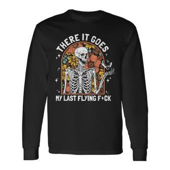 There It Goes My Last Flying F Skeletons Halloween Long Sleeve T-Shirt - Monsterry AU