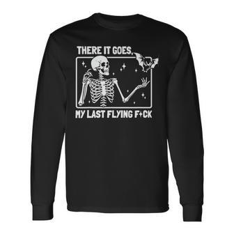 There It Goes My Last Flying F Skeletons Halloween Long Sleeve T-Shirt - Monsterry CA
