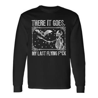 There It Goes My Last Flying Halloween Skeleton Bat Halloween Long Sleeve T-Shirt T-Shirt | Mazezy