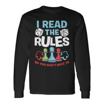 I Read The Rules Board Dice Chess Board Gaming Board Gamers Long Sleeve T-Shirt T-Shirt | Mazezy UK
