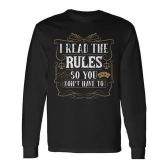 I Read The Rules So You Dont Have To Board Games Cards Games Long Sleeve T-Shirt T-Shirt | Mazezy CA