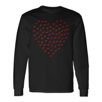 Red Estonian Hound Valentines Day Dog Heart Long Sleeve T-Shirt | Mazezy