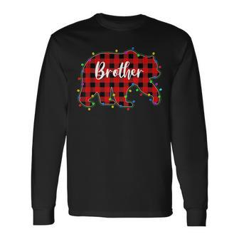 Red Plaid Brother Bear Xmas Lights Matching Pajama For Brothers Long Sleeve T-Shirt T-Shirt | Mazezy DE