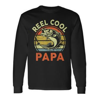 Reel Cool Papa Fishing Dad Fisherman Fathers Day Grandpa Long Sleeve T-Shirt - Seseable