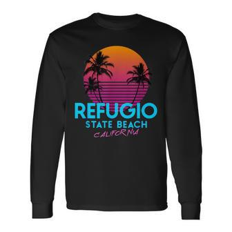 Refugio State Beach California Retro Wave 80S Long Sleeve T-Shirt | Mazezy