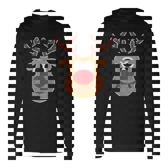 Reindeer Face Matching Family Christmas Deer Long Sleeve T-Shirt - Thegiftio