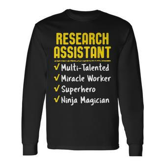 Research Assistant Miracle Worker Superhero Ninja Long Sleeve T-Shirt | Mazezy
