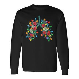 Respiratory Therapy Lung Christmas Light Therapist Rn Long Sleeve T-Shirt - Thegiftio