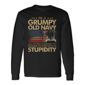 Retirement Grumpy Old Veteran Pride Navy Sarcasm Long Sleeve T-Shirt T-Shirt | Mazezy