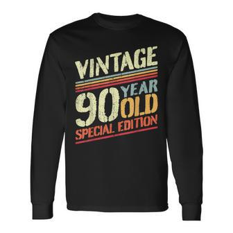 Retro 90Th Birthday I Vintage 90 Year Old Special Edition Long Sleeve T-Shirt - Thegiftio UK