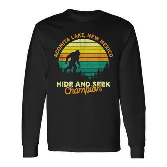 Retro Acomita Lake New Mexico Big Foot Souvenir Long Sleeve T-Shirt | Mazezy