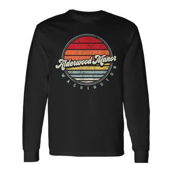 Retro Alderwood Manor Home State Cool 70S Style Sunset Long Sleeve T-Shirt | Mazezy