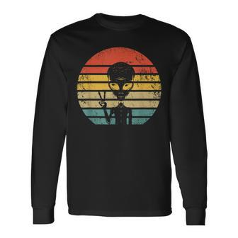 Retro Alien Ufo Space Ship Vintage Extraterrestrial Long Sleeve T-Shirt | Mazezy