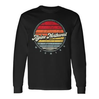 Retro Alpine Northwest Home State Cool 70S Style Sunset Long Sleeve T-Shirt | Mazezy