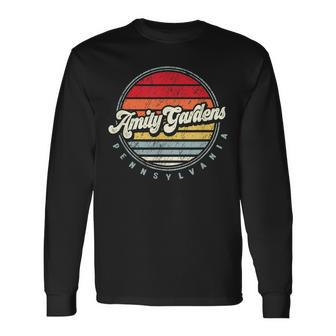 Retro Amity Gardens Home State Cool 70S Style Sunset Long Sleeve T-Shirt | Mazezy