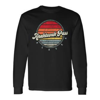 Retro Anaktuvuk Pass Home State Cool 70S Style Sunset Long Sleeve T-Shirt | Mazezy