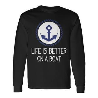 Retro Anchor Sailors Captain & Crew Quote Long Sleeve T-Shirt T-Shirt | Mazezy