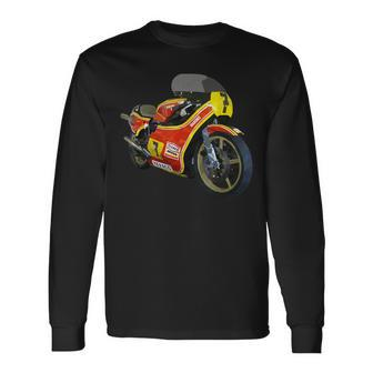 Retro Barry Sheen Motorcycle Gp500 Racing Motorbike Sketch Long Sleeve T-Shirt T-Shirt | Mazezy
