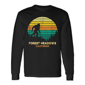 Retro Bayou Forest Meadows California Bigfoot Souvenir Long Sleeve T-Shirt | Mazezy