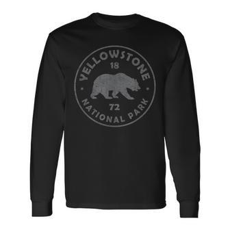 Retro Bear Yellowstone National Park 1872 Hiking Souvenir Long Sleeve T-Shirt - Seseable