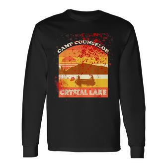 Retro Camp Counselor Crystal Lake With Blood Stains Counselor Long Sleeve T-Shirt | Mazezy
