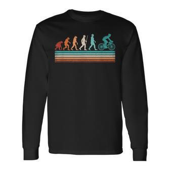 Retro Cyclist Evolution Cycling Mountain Bike Biking Bicycle Cycling Long Sleeve T-Shirt T-Shirt | Mazezy UK
