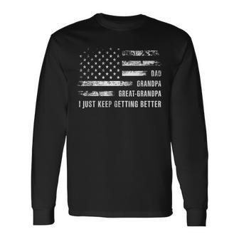 Retro Dad Grandpa Great Grandpa Fathers Day Long Sleeve T-Shirt - Monsterry