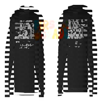 Retro First Grade Vibes 1St Grade Team First Day Of School Long Sleeve T-Shirt - Seseable