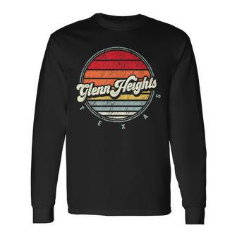 Retro Glenn Heights Home State Cool 70S Style Sunset Long Sleeve T-Shirt | Mazezy