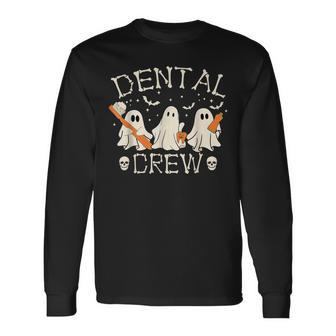 Retro Halloween Dental Crew Boo Th Dentist Hygiene Long Sleeve T-Shirt - Seseable