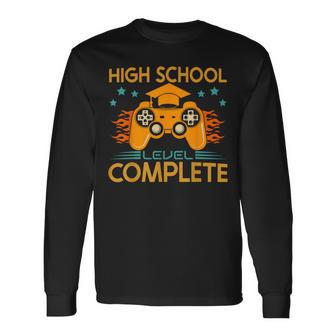 Retro High School Level Complete Class Of 2023 Graduation Long Sleeve T-Shirt T-Shirt | Mazezy