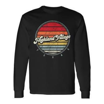 Retro Highland Village Home State Cool 70S Style Sunset Long Sleeve T-Shirt | Mazezy