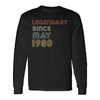 Retro Legendary Since May 1980 Birthday Legend Born Years Long Sleeve T-Shirt | Mazezy