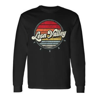Retro Leon Valley Home State Cool 70S Style Sunset Long Sleeve T-Shirt | Mazezy