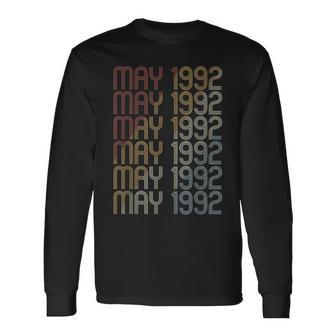 Retro May 1992 Pattern Vintage May 1992 Birthday Long Sleeve T-Shirt | Mazezy