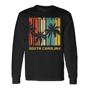 Retro Myrtle Beach South Carolina Palm Trees Vacation Long Sleeve T-Shirt T-Shirt | Mazezy