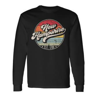 Retro New Hampshire Home State Nh Cool 70S Style Sunset Long Sleeve T-Shirt - Thegiftio UK