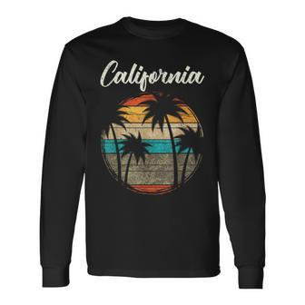 Retro Palm Trees California Long Sleeve T-Shirt | Mazezy