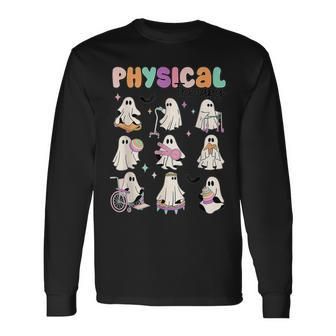 Retro Physical Therapy Halloween Ghosts Spooky Long Sleeve T-Shirt - Seseable