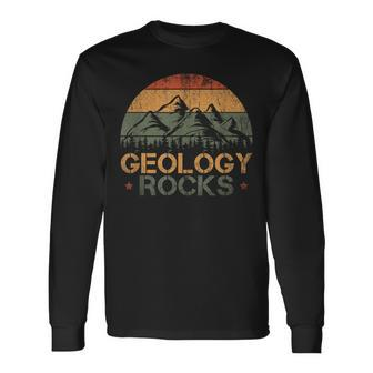 Retro Rock Science Paleontology Lover Geology Long Sleeve T-Shirt | Mazezy