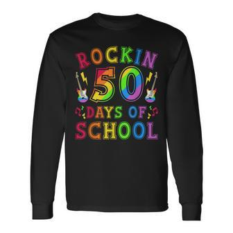 Retro Rockin 50 Days Of School 50Th Day Of School Long Sleeve T-Shirt - Monsterry UK