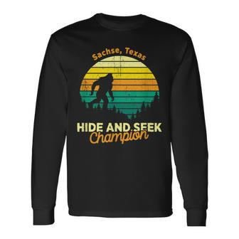 Retro Sasquatch Sachse Texas Bigfoot State Souvenir Long Sleeve T-Shirt | Mazezy