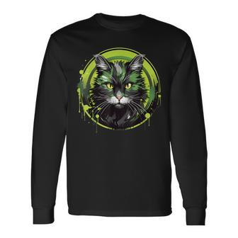 Retro Style Cymric Cat Long Sleeve T-Shirt | Mazezy