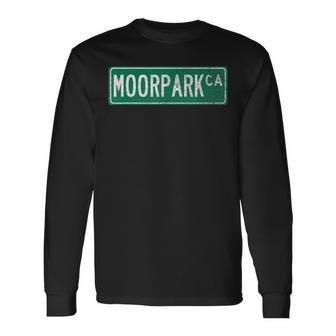 Retro Style Moorpark Ca Street Sign Long Sleeve T-Shirt | Mazezy