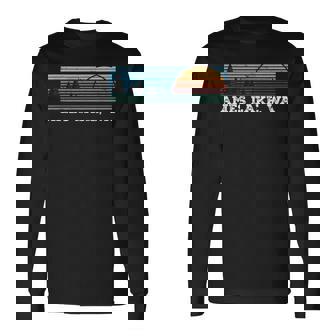Retro Sunset Stripes Ames Lake Washington Long Sleeve T-Shirt | Mazezy