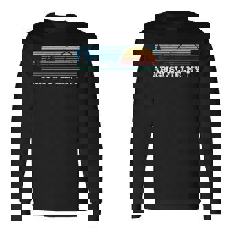 Retro Sunset Stripes Argusville New York Long Sleeve T-Shirt | Mazezy