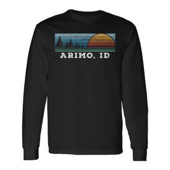 Retro Sunset Stripes Arimo Idaho Long Sleeve T-Shirt | Mazezy